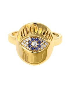 APM Monaco Ladies Gold-tone Embellished Evil Eye Ring, Size