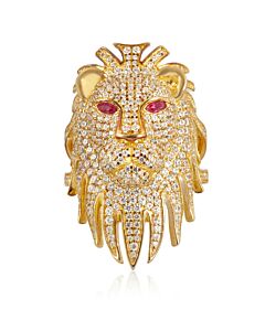 APM Monaco Synthetic Red Stone Yellow Silver Lioness Statement Ring