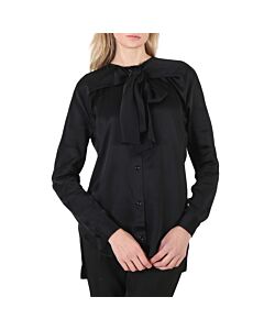 Atlein Ladies Black Cross Neckline Shirt, Brand Size 34 (US Size 0)