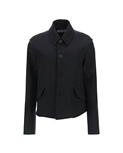 Balenciaga Black Deconstructed Wool Barathea Jacket