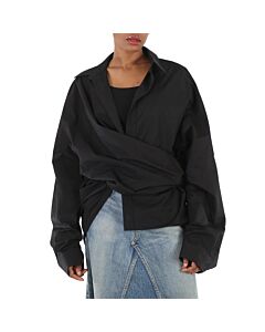 Balenciaga Ladies Black Poplin Wrap Shirt, Brand Size 36 (US Size 2)