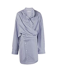 Balenciaga Ladies Blue / White Striped Wrap Mini Dress, Brand Size 34 (US Size 0)