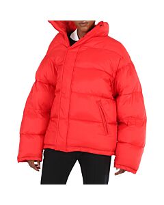 Balenciaga Ladies Off-Shoulder Puffer Jacket-Red, Size X-Small