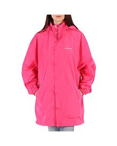 Balenciaga Ladies Pink Logo-Print Rain Jacket, Brand Size 1 (XS)