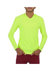 Balenciaga Men's Fluo Yellow Crewneck Long-Sleeve Top