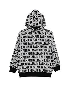Balmain Boys All-over Logo Cotton Hoodie