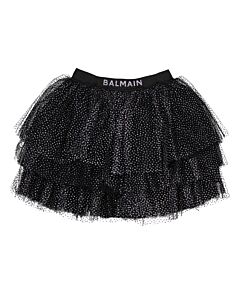 Balmain Crystal-Embellished Tiered Tutu Skirt