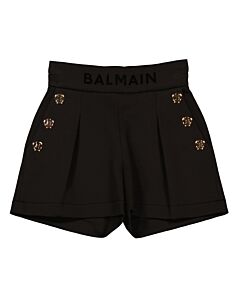 Balmain Girls Bermuda Logo-Print Buttoned Tailored Shorts, Size 10Y