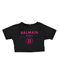 Balmain Kids Logo Printed Cropped T-Shirt