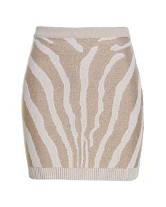 Balmain Ladies Zebra Print Knit Short Skirt