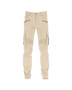 Balmain Men's Beige Cotton Cargo Tapered Pants