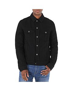 Balmain Men's Black Logo-tape Denim Jacket, Brand Size 46 (US Size 36)