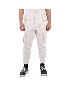 Balmain Men's White Cotton Cargo Pants