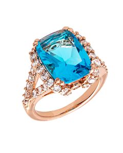 Bertha Juliet Collection Women's 18k RG Plated Blue Statement Fashion Ring