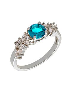 Bertha Juliet Collection Women's 18k WG Plated Light Blue Cluster Fashion Ring
