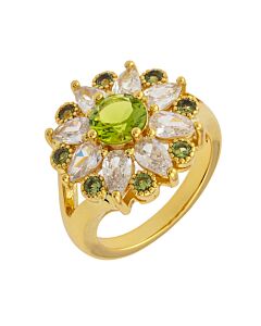 Bertha Juliet Collection Women's 18k YG Plated Light Green Floral Statement Fashion Ring