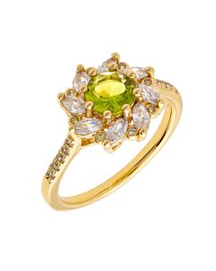 Bertha Juliet Collection Women's 18k YG Plated Light Green Flower Fashion Ring