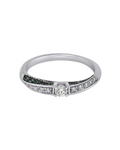 Bliss 18K White Gold, Diamond and Emerald Band Ring sz 7 20067091