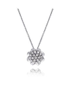 Bliss 18K White Gold Diamond Flower Pendant Necklace 20089424