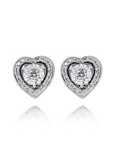 Bliss 18K White Gold, Diamond Heart Stud Earrings