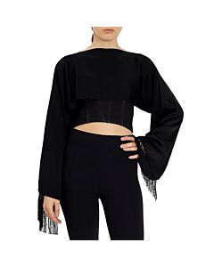 Burberry Black Silk Satin Capelet With Sleeves