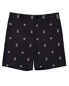 Burberry Boys Indigo Royston Star And Monogram Motif Tailored Shorts