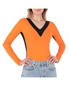 Burberry Bright Orange V-neck Bodysuit