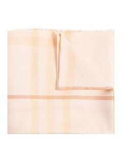 Burberry Cameo Check Wool Silk Fringed Scarf