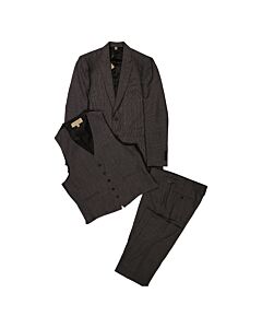 Burberry Charcoal Melange Wool Three-Piece Suits, Brand Size 54R (US Size 44R)