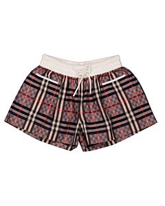 Burberry Girls Pale Rose Checkerboard Stretch Cotton Jacquard Shorts