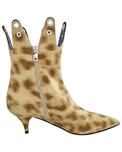 Burberry Jermaine Leopard Print Eyelet Detail Ankle Boots