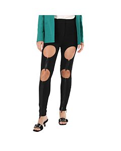 Burberry Ladies Black Cutout Zip-Detail Skinny Jeans