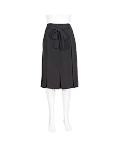 Burberry Ladies Black Tie Waist Pleated Georgette Skirt