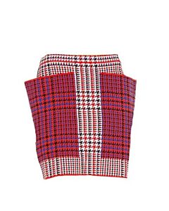 Burberry Ladies Bright Red Talea Check Houndstooth Mini Skirt
