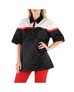 Burberry Ladies Colorblock Silk Satin Oversized Short Sleeve Bowling Shirt