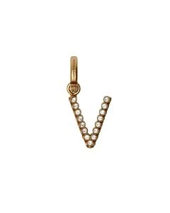 Burberry Ladies Gold V Crystal-embellished Letter Charm