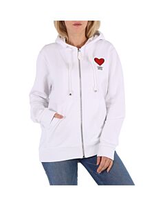 Burberry Ladies Marlley White Heart-Embroidered Hoodie