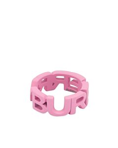 Burberry Ladies Primrose Pink Varnished Logo Ring, Size Small