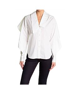 Burberry Ladies Ruffle Trimmed White Blouse, Brand Size 8 (US Size 6)