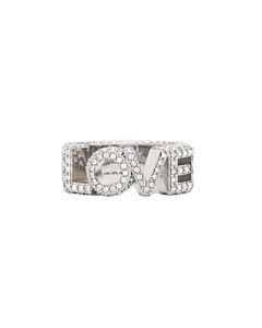 Burberry Ladies Silver Crystal And Palladium-Plated Love Ring