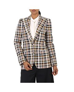 Burberry Ladies Snowhill Plaid Blazer in Bright Toffee Check