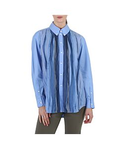 Burberry Ladies Vivid Cobalt Silk Pleated Shirt