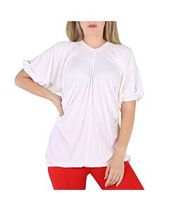 Burberry Ladies White Ruth T-Shirt With Cut Out Sides