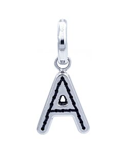 Burberry Leather-Topstitched 'A' Alphabet Charm in Palladium/Back