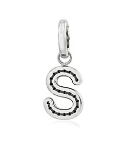 Burberry Leather-Topstitched 'S' Alphabet Charm in Palladium/Back