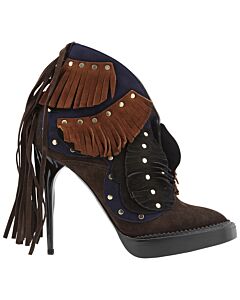 Burberry Lilybell Embroidered 120 V-cut Fringed Ankle Boots