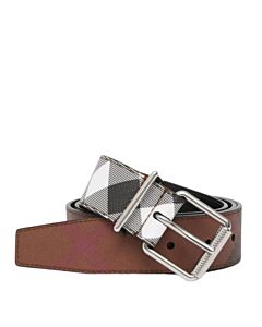 Burberry Mack 35 Check And Leather Adjustable Belt, Size 85 cm