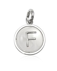 Burberry Marbled Resin ‘F' Alphabet Charm In Palladium/Mother-Of-Pearl