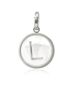 Burberry Marbled Resin ‘L' Alphabet Charm In Palladium/Mother-Of-Pearl
