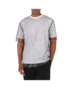 Burberry Men's Beaded Tulle And Cotton T-shirt, Size Medium